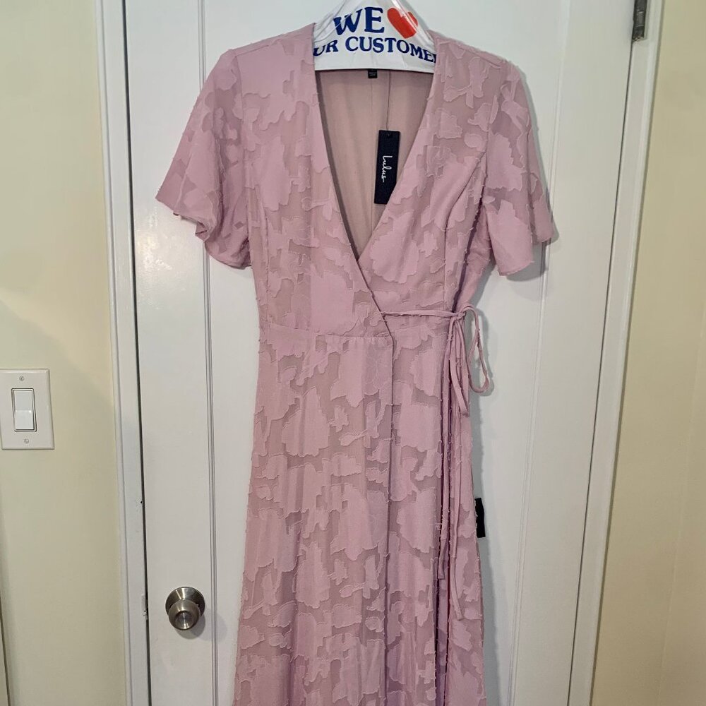 Lulu's Pink Floral Fabric Wrap Dress- Size M - NWT